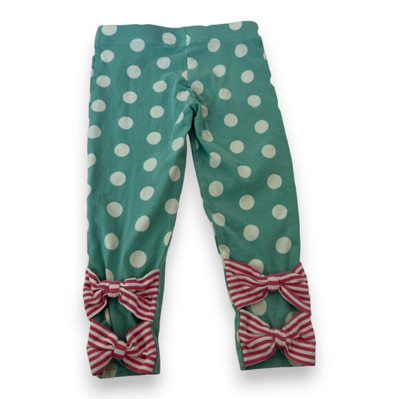 Matilda Jane Once Upon A Time Leggings Size 2 Green Polka Dots and Bows - Picture 3 of 4